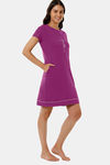 Amante Cotton Loungewear Dress - Magenta Purple — thumbnail 2
